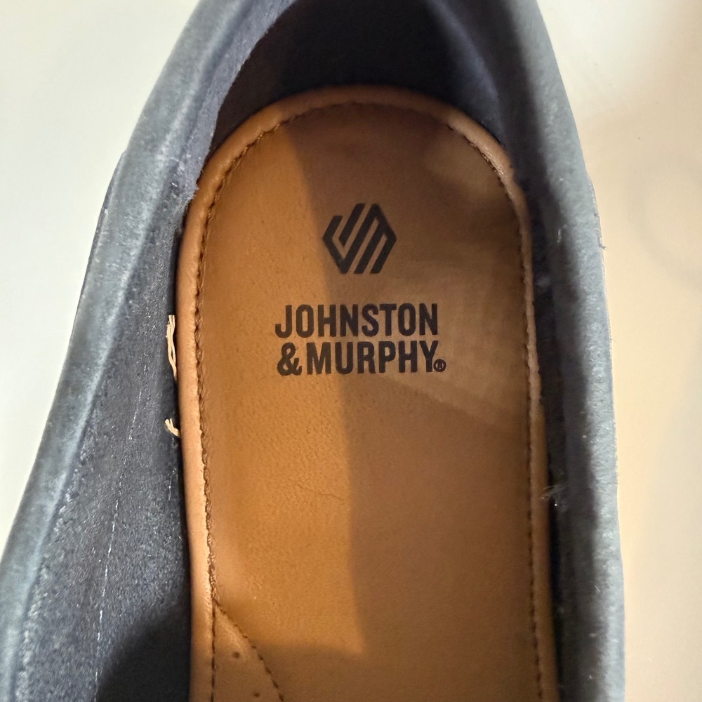 Johnston & Murphy Boat Shoes Size 6M Navy Blue Leather Preppy Nautical Classic - Picture 7 of 8